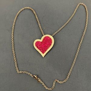 Silver heart pendant with crystals